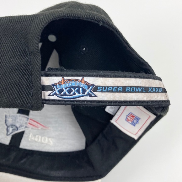 New England Patriots NFL 2004 AFC Champions Strapback Hat Black Embroidered Logo - Picture 9 of 11